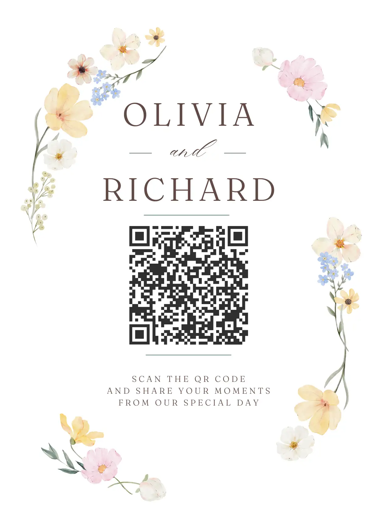 Wedding invitation with QR code for JoinMyMoment